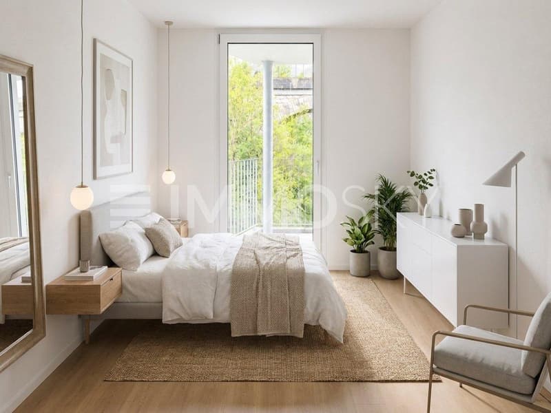 Grosszügiges Schlafzimmer mit direktem Zugang zum Balkon
