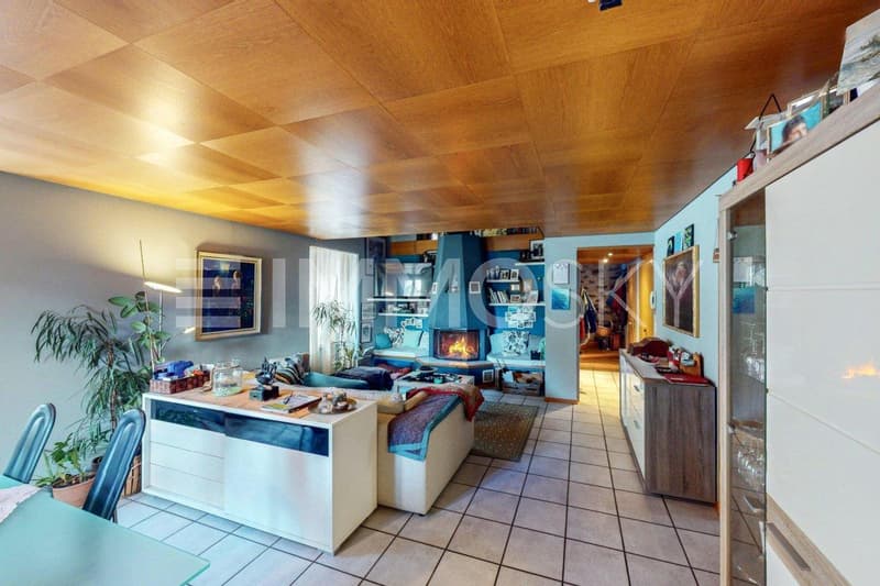 Duplex, salotto con camino