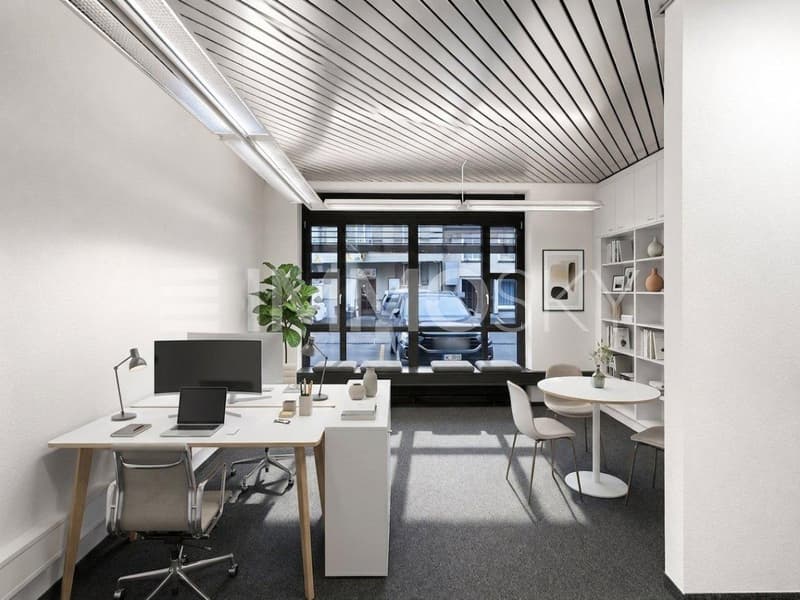 Virtuell: Arbeitsplatz hinter dem Empfangstresen