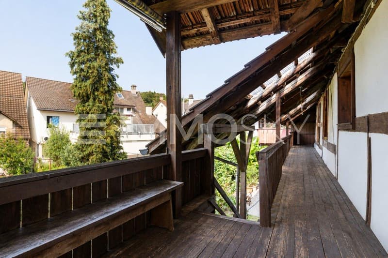Überdachter Balkon - Abgang in den Garten