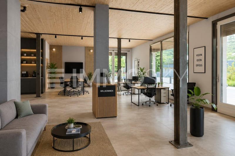 Moderne Büroeinrichtung mit hellem Licht