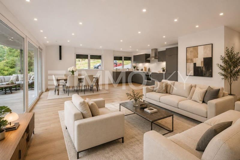 Pièce de vie lumineuse (projection Homestaging)