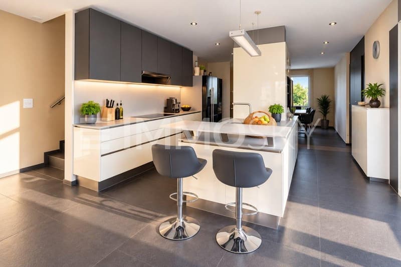 Moderne Küche mit Barbereich