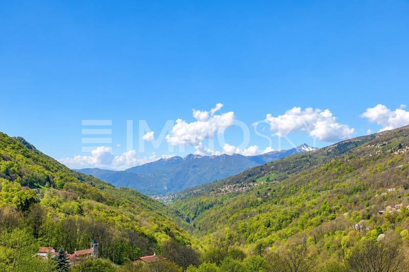 Alpental unter weitem blauem Himmel