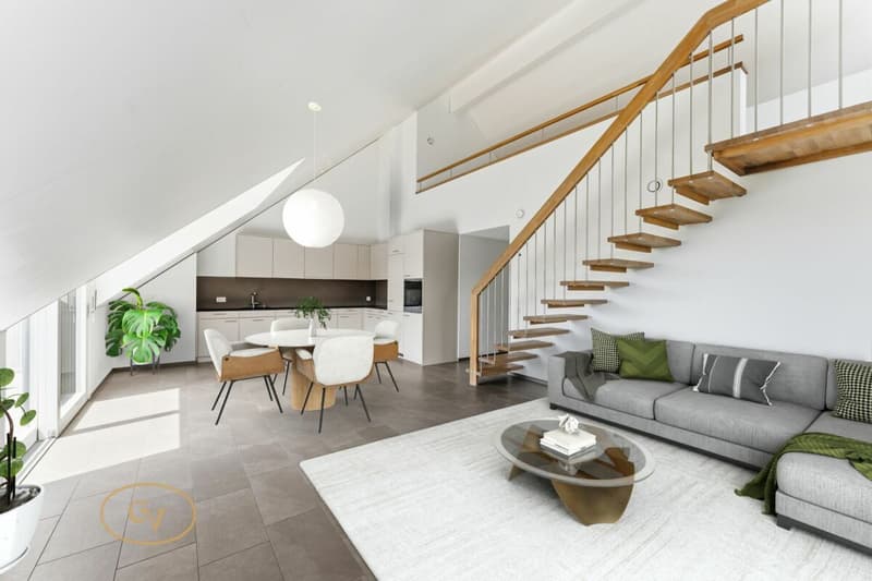 Wohnzimmer / Essen / Küche - Staging (Tag)