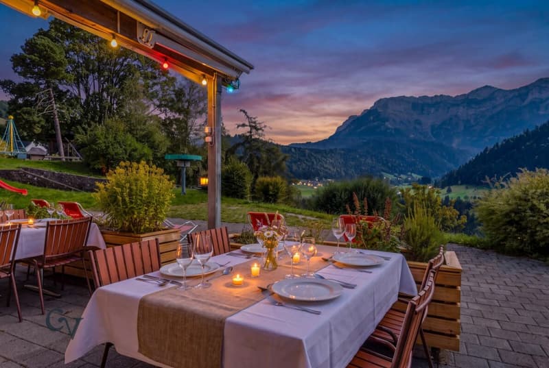 Terrasse Mitte - Visualisierung bei Nacht