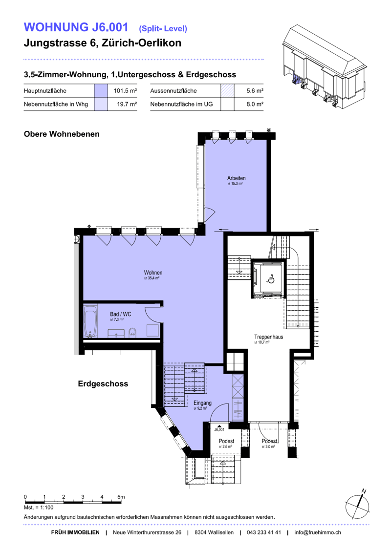 3.5 bedroom, 1 basement floor & ground floor