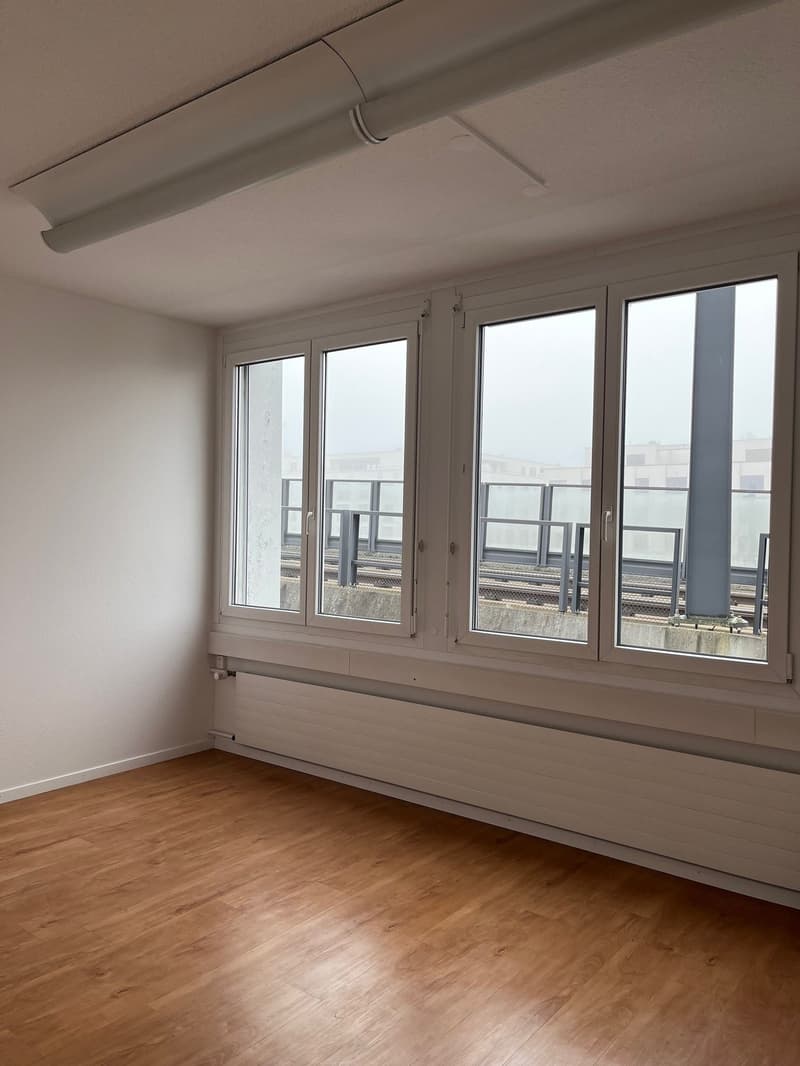 empty room, wooden floor, white walls, large windows, balcony