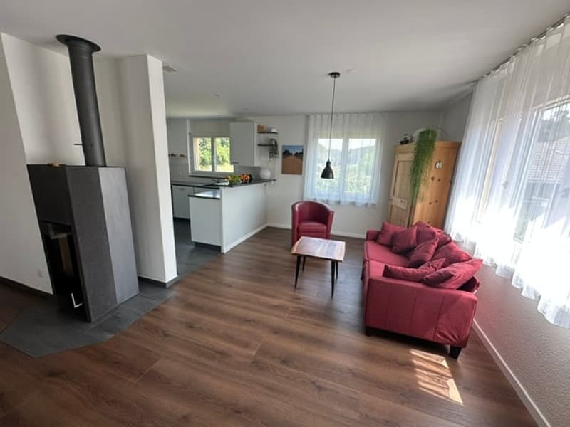 Wohn- und Esszimmer mit Schwedenofen
