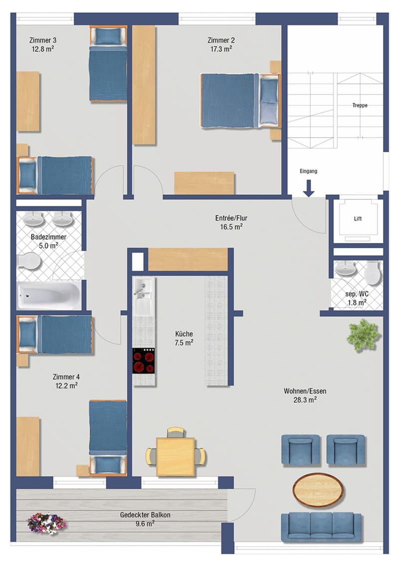 Top-gepflegte, familienfreundliche 3.5-Zimmer Etagenwohnung an zentrumsnahe Lage (6)