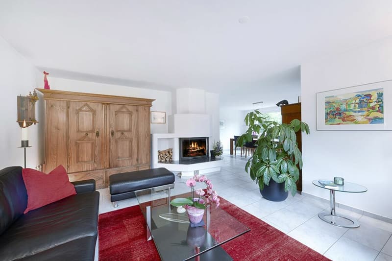 Helles Wohnzimmer mit Cheminé