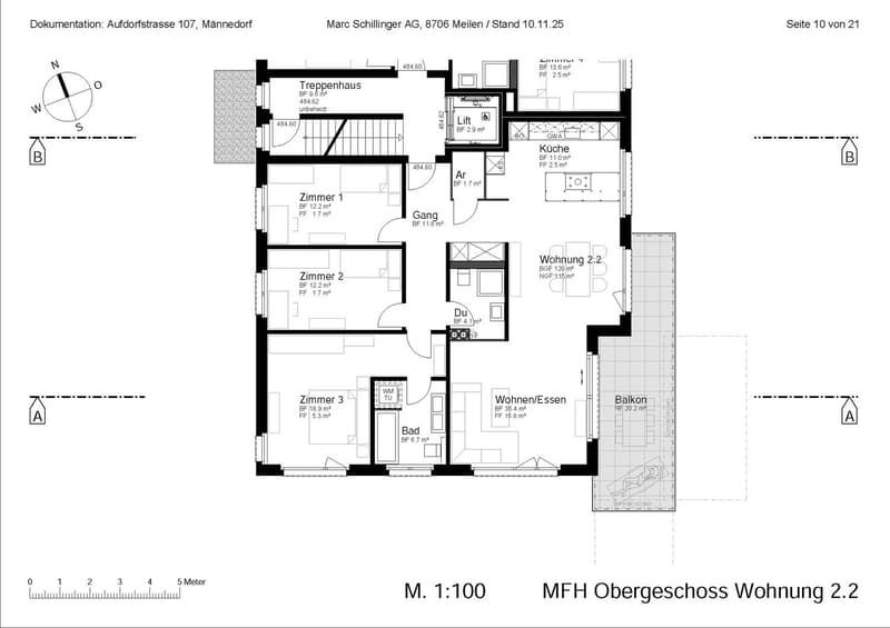 Living room, kitchen, 3 bedrooms, 2 bathrooms, balcony