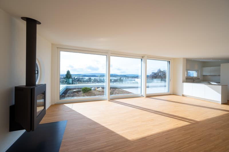 Einzigartige 3.5-Zimmer-Attika-Maisonette-Wohnung mit Weitsicht auf See und Berge (1)