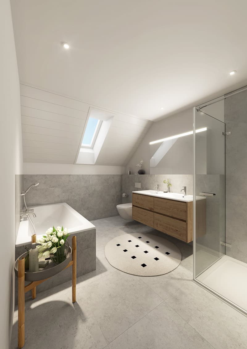 Innenvisualisierung Badezimmer Dachgeschoss