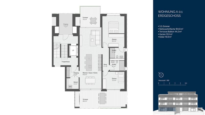 3½-Zimmer-Gartenwohnung - Wohnen mit Privatsphäre, Licht und Natur (9)