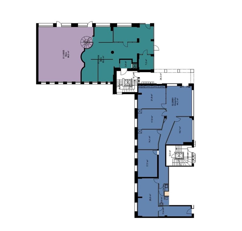 The floor plan shows a multi-room layout, including a living room, kitchen, 2 bedrooms, 2 bathrooms, and a balcony or terrace area.
