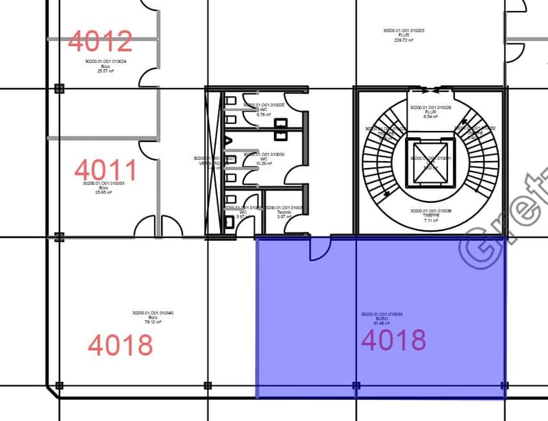 Floor plan with numbered rooms