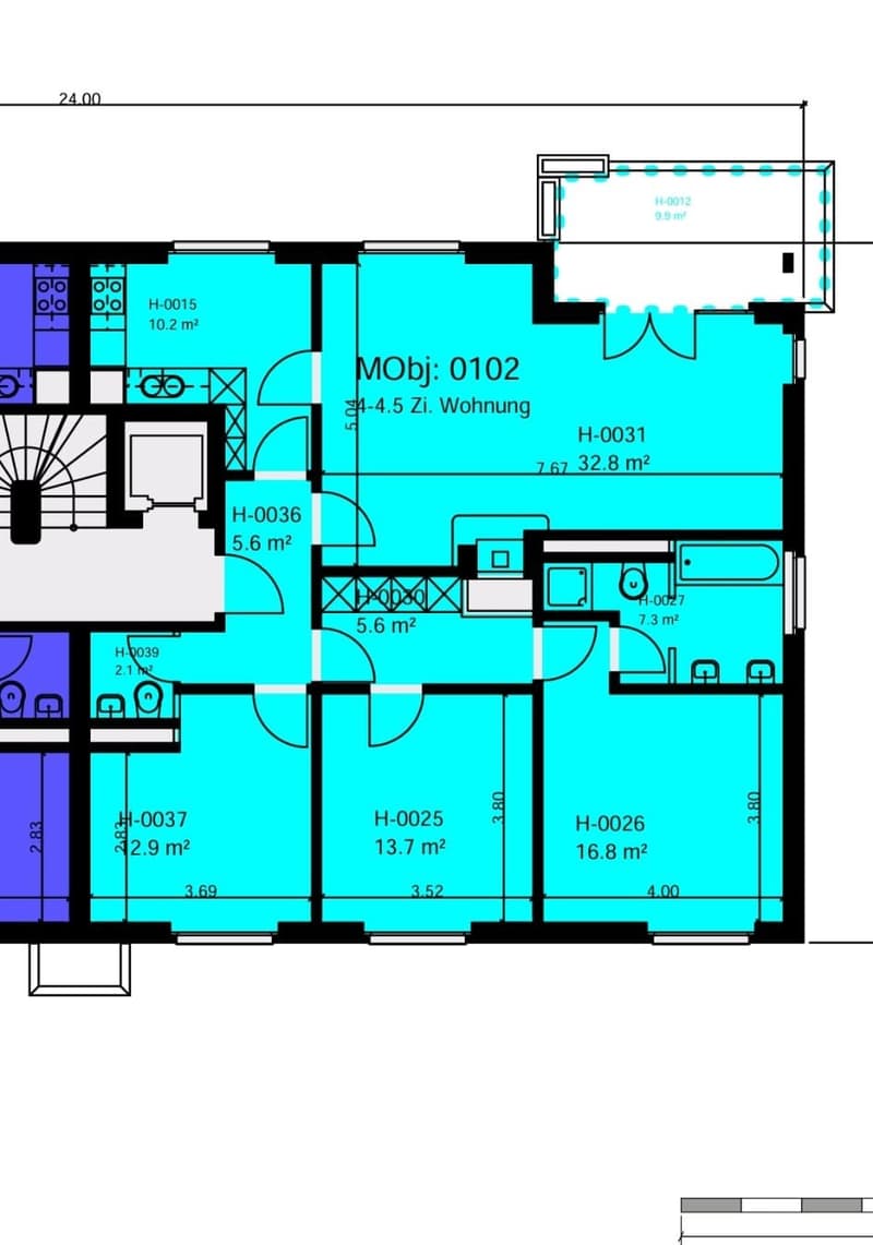 living room, 3 bedrooms, 2 bathrooms, terrace