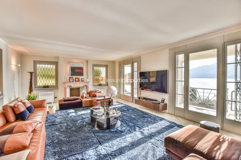 Fireplace, sofa, center table, coffee table, couch, couch, lamp, TV, glass doors
