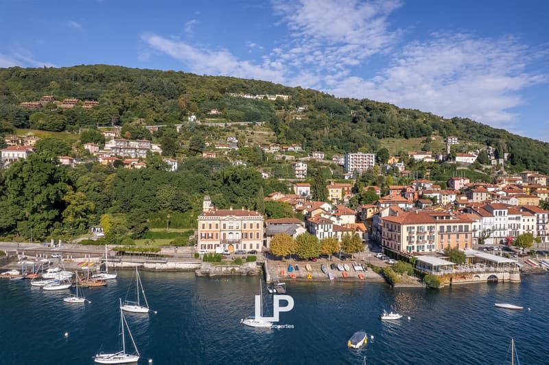 hillside buildings with various architectural styles, large number of boats and sailboats in the marina, vibrant green trees, blue sky with some clouds