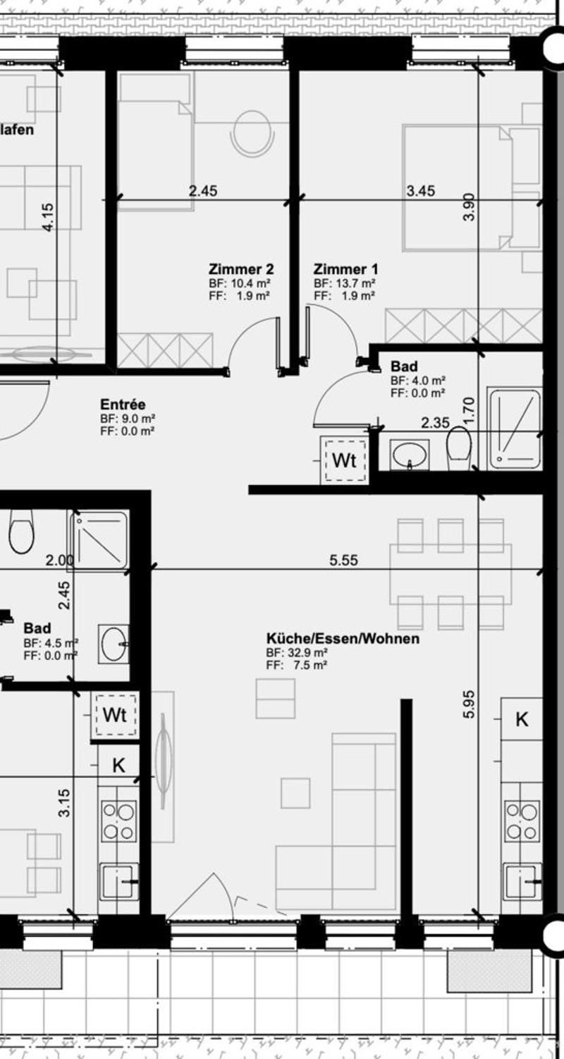 Grundriss 3.5 Zimmer-Wohnung EG