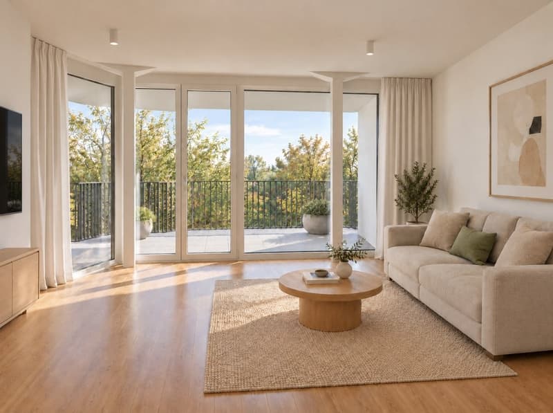 Visualisierung Wohnzimmer mit Balkon 1.OG