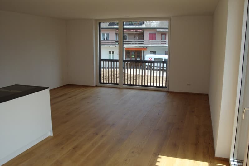 empty room, wooden floor, sliding glass doors, balcony, white walls