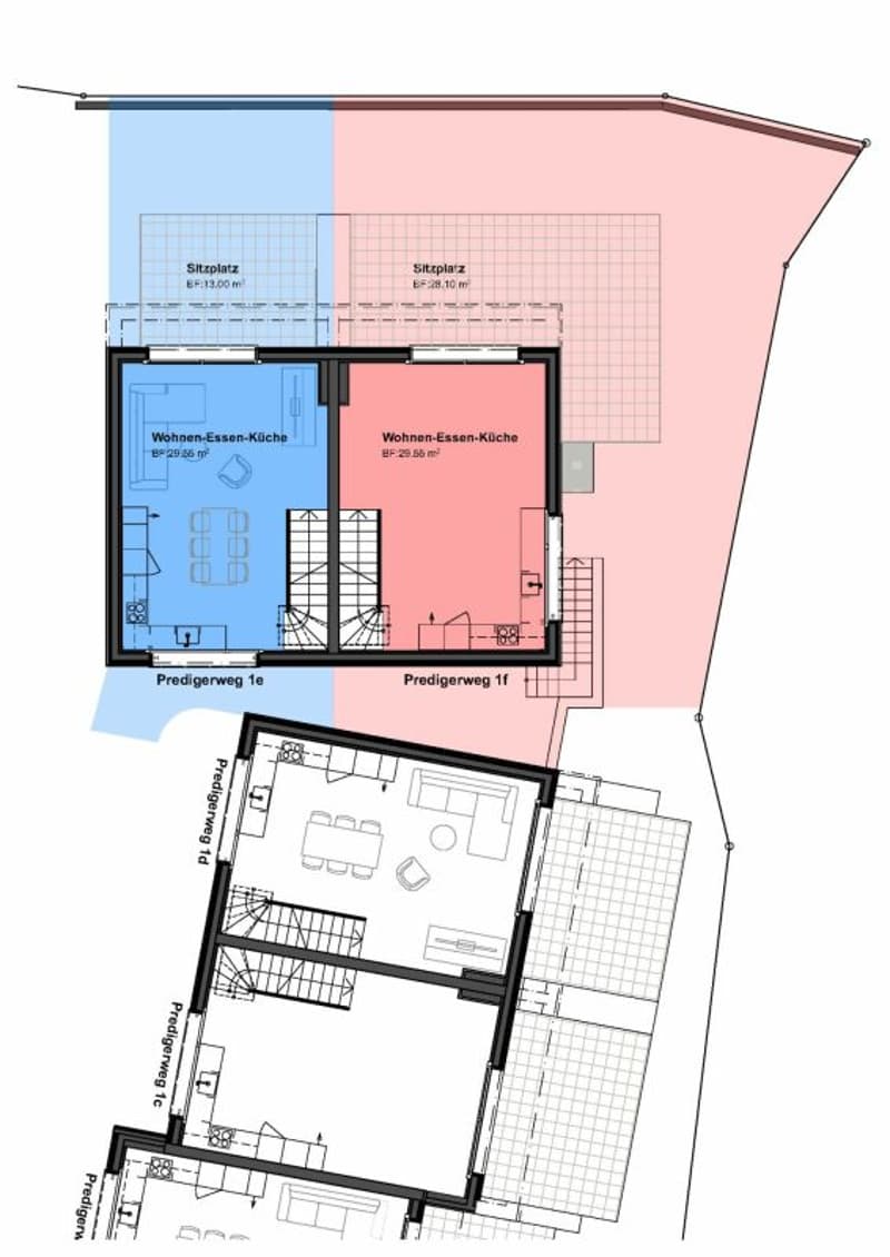 Erdgeschoss mit offenem Wohnen/Essen/Kochen, Sitzplatz sowie eigenem Garten