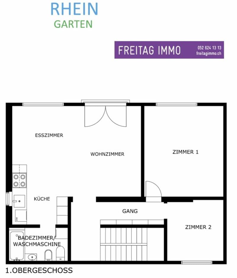Grundrisse der Wohnung im Obergeschoss