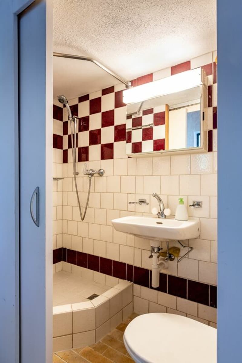 Bad mit Dusche, WC und Lavabo
