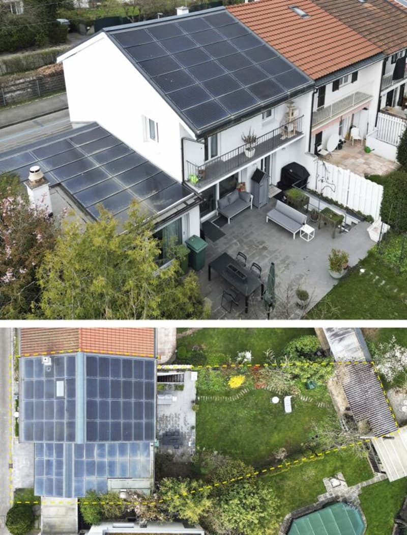 Luftaufnahme Haus und Parzelle