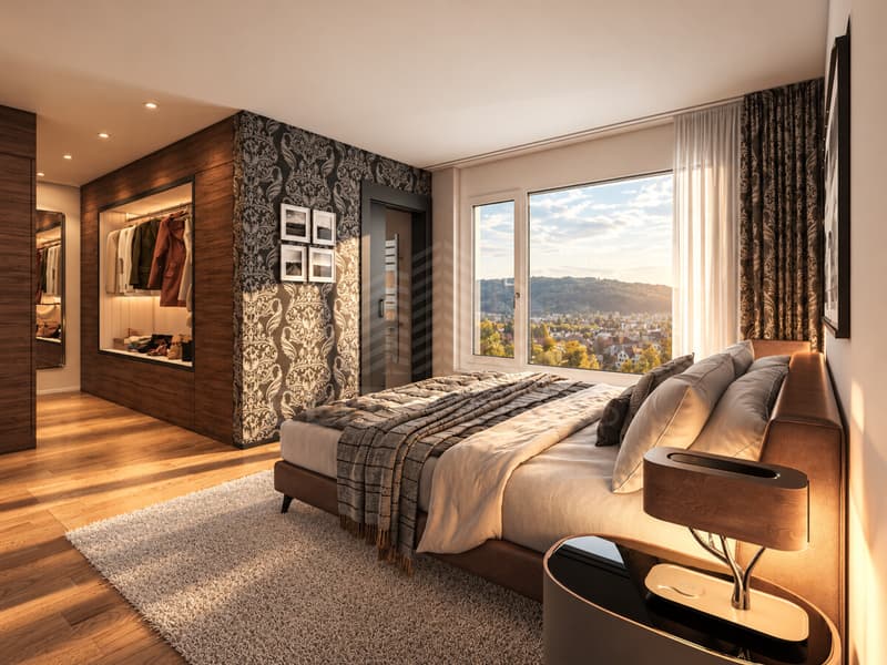 Schlafzimmer mit Bad en Suite und Ankleide
