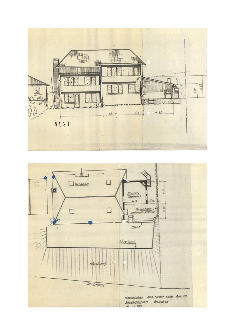 Floor Plan. Architectural floor plan and elevation of a residential building, showing layout, dimensions, and structural details.