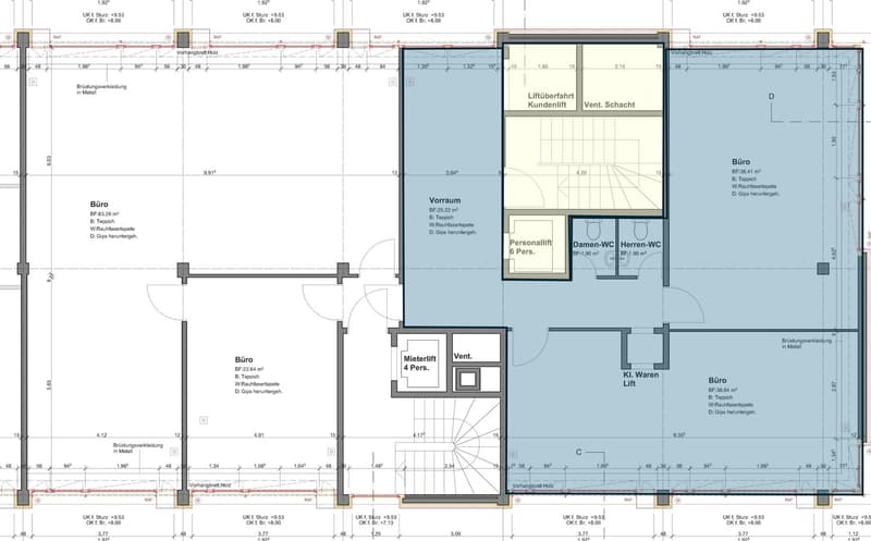 Living room, kitchen, 4 bedrooms, 4 bathrooms, balcony, garage, fireplace, raised ground floor, lift, ventilation shaft