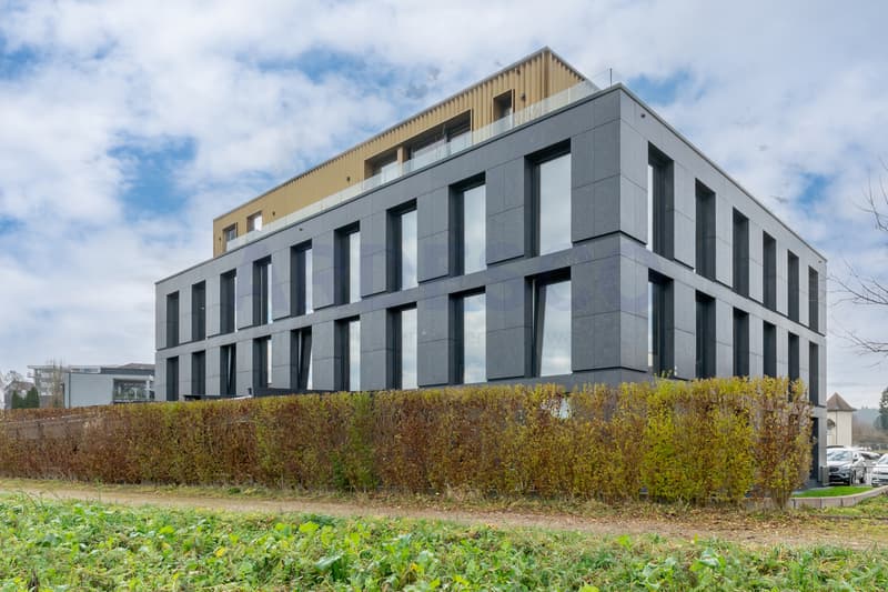 Hintere Seite des Büros mit Sicht ins Grüne