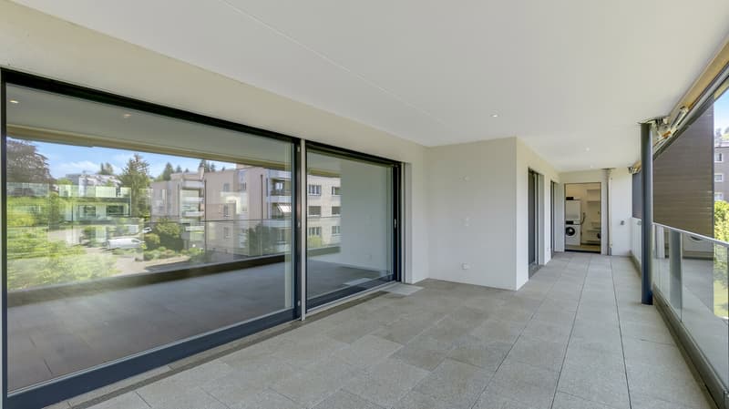 Umlaufende Terrasse mit elegant integriertem Reduit und viel Funktionalität