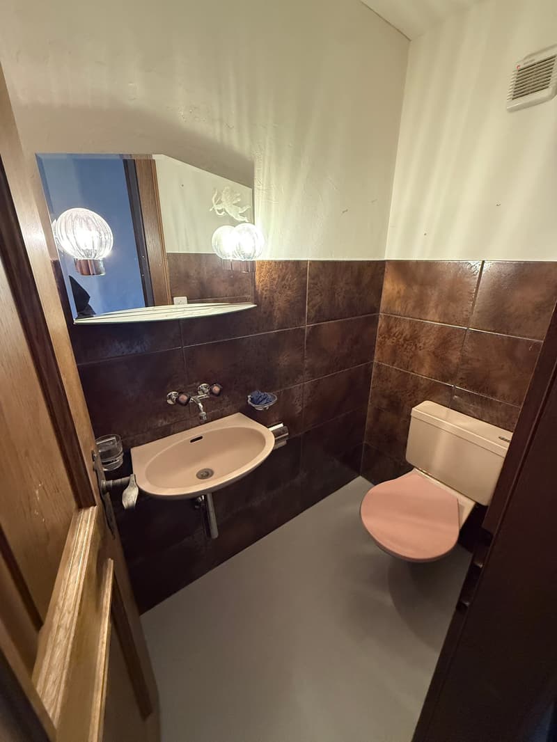 small bathroom with sink, mirror, and toilet