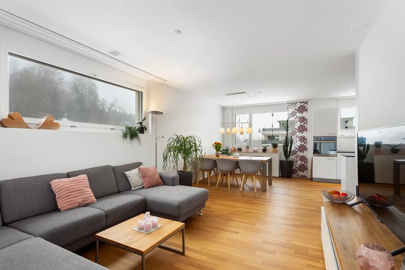 Wohnen mit Sicht ins Esszimmer