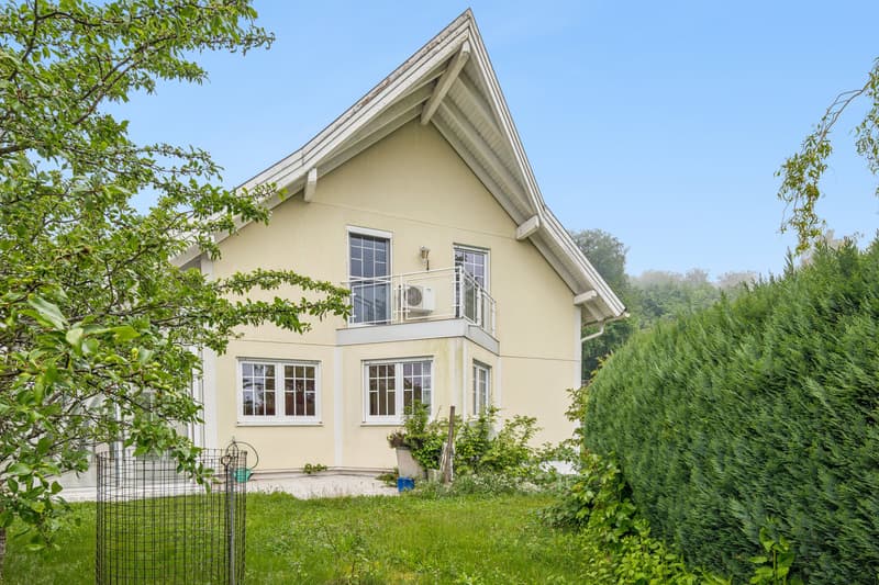 Freistehendes Einfamilienhaus von der Gartenseite