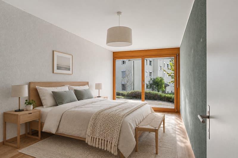 Helles Zimmer mit Zugang zum Gartensitzplatz