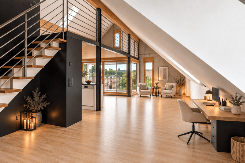 Inspirierender Arbeitsplatz mit viel Tageslicht