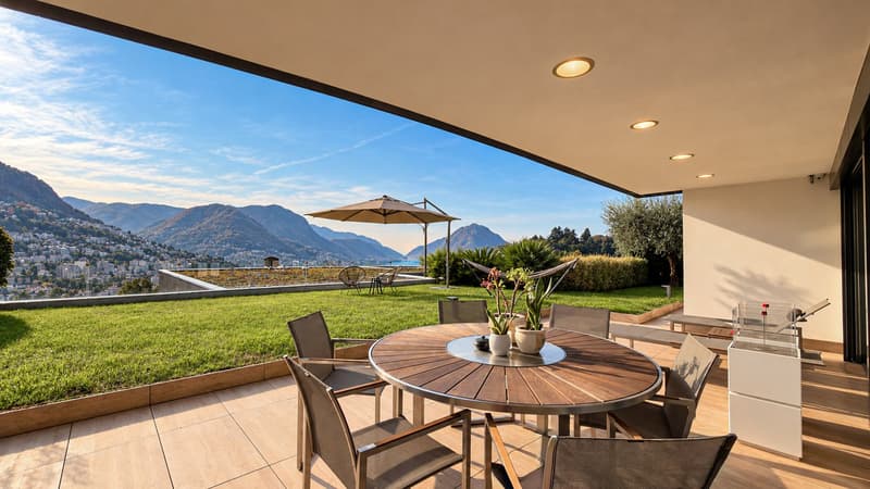 Elegante e prestigioso appartamento con giardino a Porza (13)