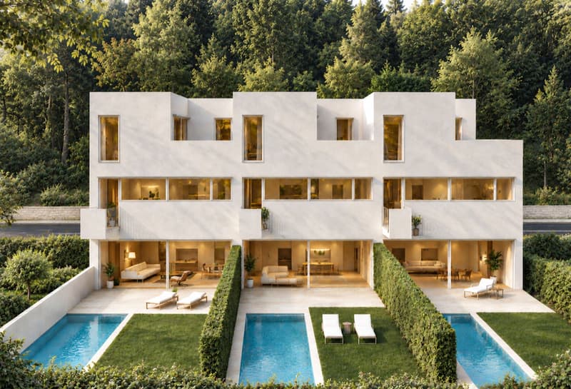 Casa contigua in costruzione con piscina a Villa Luganese (1)
