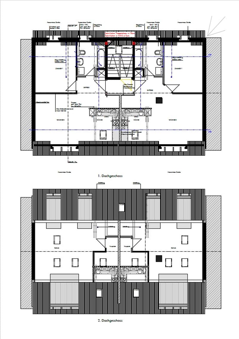 Grundriss 1. und 2. Dachgeschoss