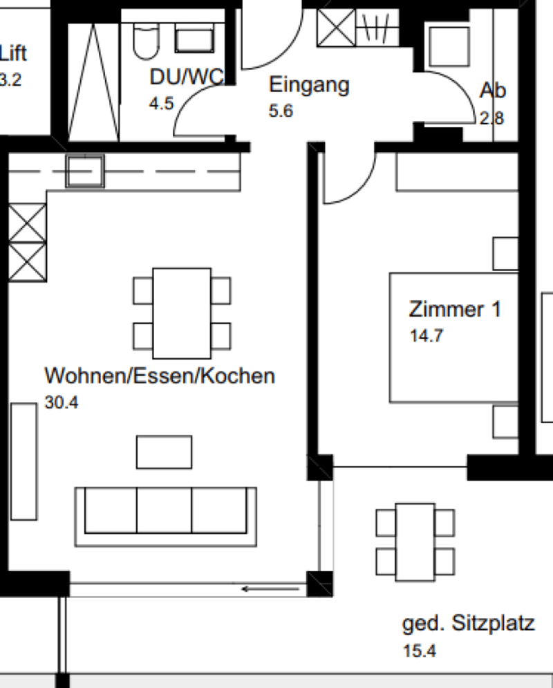 Neuwertige 2.5 Zimmer Sitzplatz Wohnung (10)