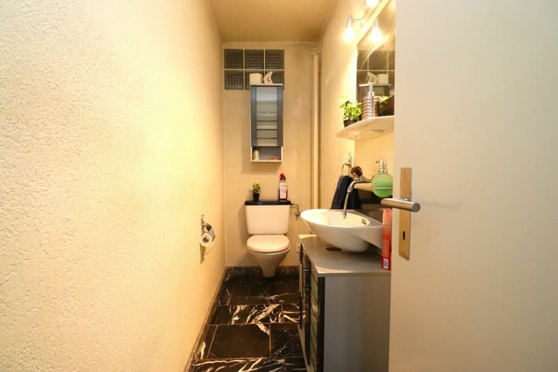 Separates WC im Durchgang zum Wohnhaus