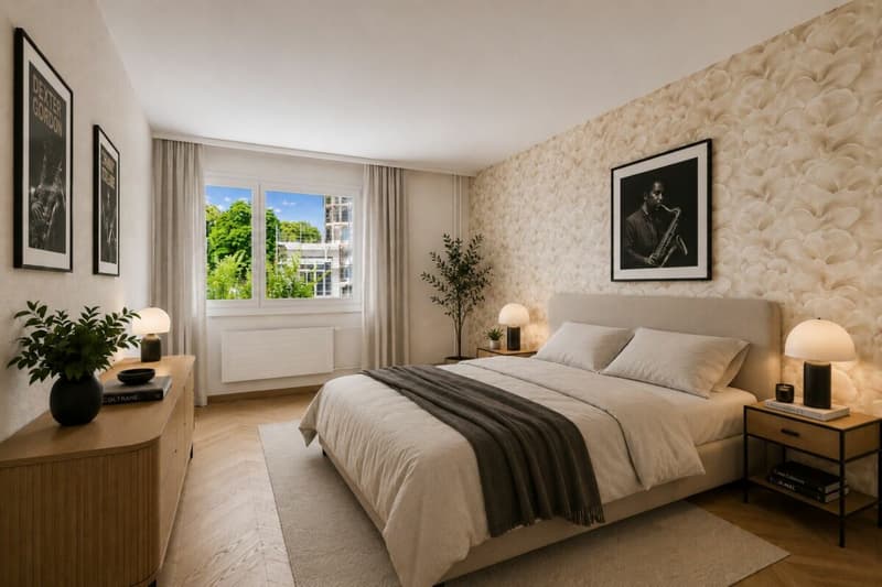 Stylisch renovierte 3½-Zimmer-Wohnung mit Balkon und grünem Ausblick (7)