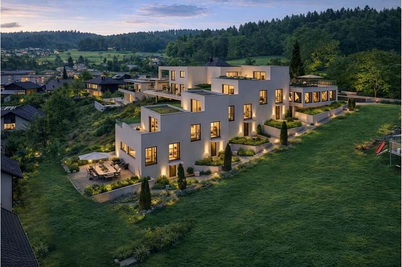 Nähe A1 und Lenzburg, 4 REFH, Hanglage mit Weitsicht, Penthouse-Attikazimmer, Terrasse und Garten (2)