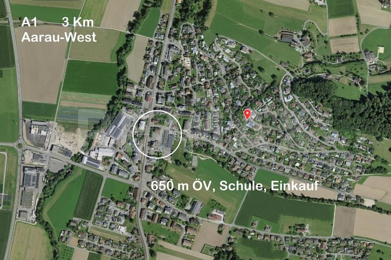 Bauland, 1'343 m², Bauzone W2A, Villen-Hanglage, unverbaubare Weitsicht, nahe A1 und Aarau (7)