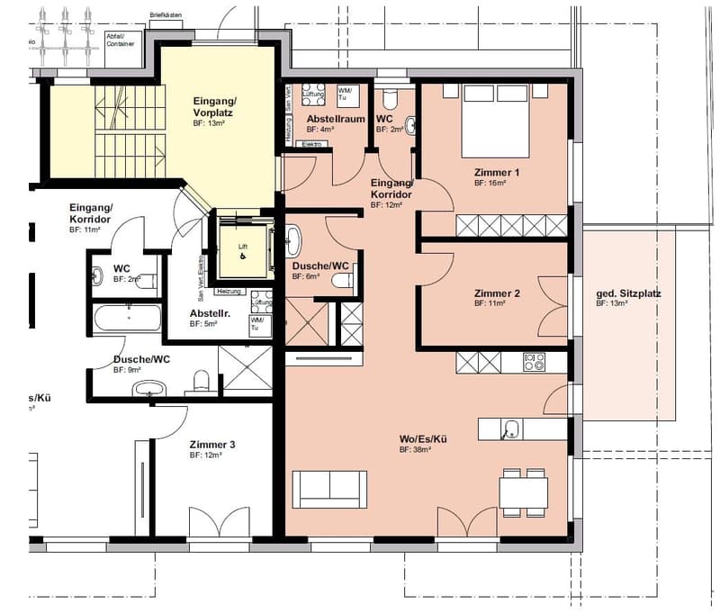 Grosszügige 3.5-Zimmer-Wohnung zu vermieten. (9)